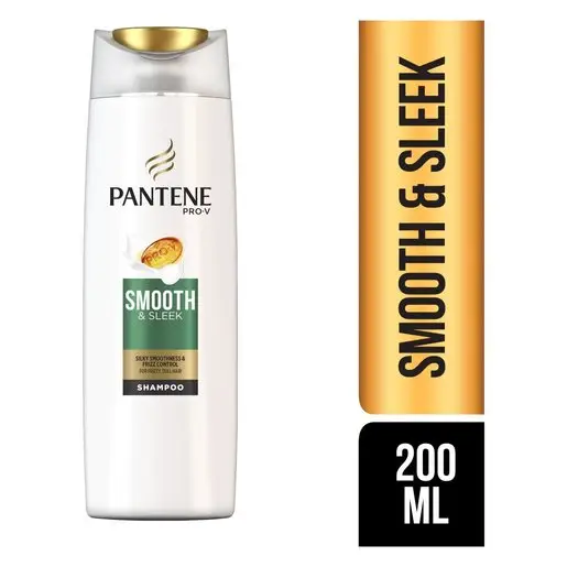 Front of Pantene Pro-V Smooth & Sleek Shampoo 200 ml bottle