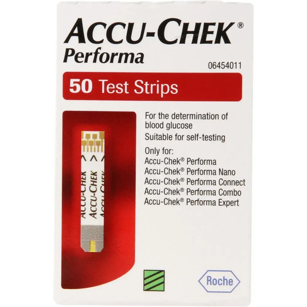 Front of Accu-Chek Performa Blood Glucose 50 Test Strips box