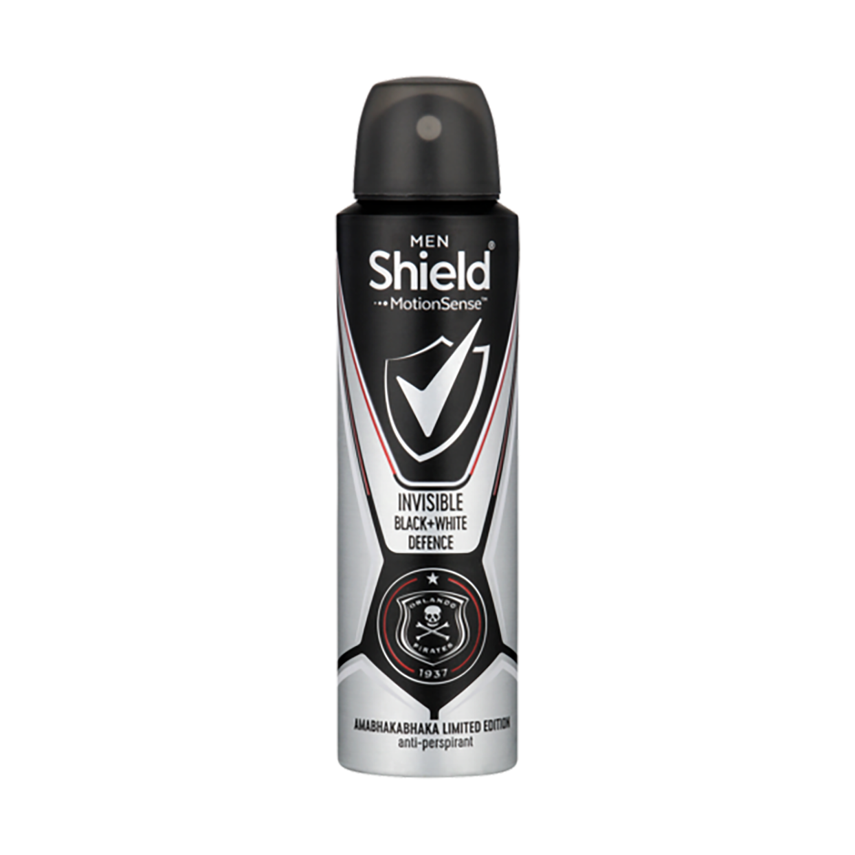 Front of Shield Men Invisible Black+White Defence anti-perspirant aerosol deodorant can, 150ml
