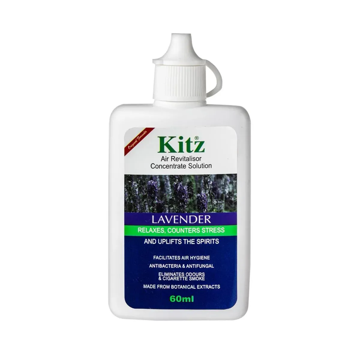 Front of Kitz Air Revitaliser Concentrate Solution Lavender 60ml bottle