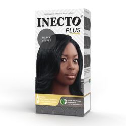 Front of Inecto Plus Black Velvet permanent hair colour 50ml box