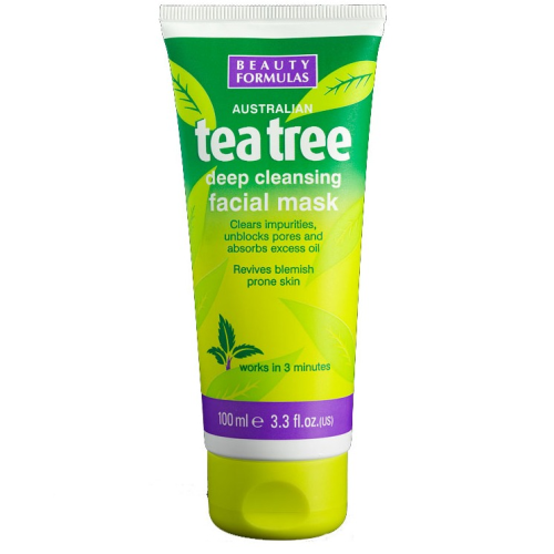 Front of Beauty Formulas Australian Tea Tree Deep Cleansing Facial Mask, 100 ml tube