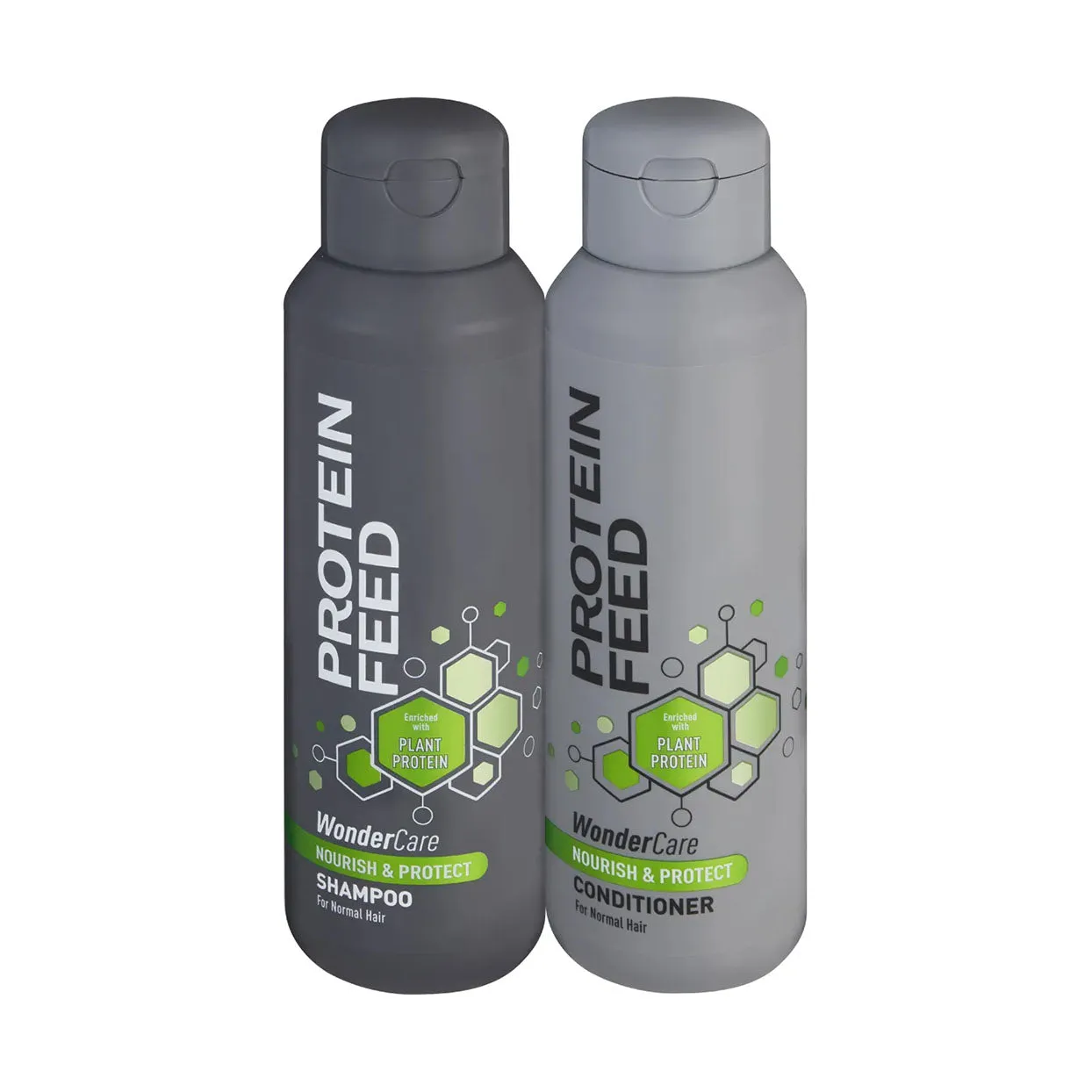 Front of Protein Feed WonderCare Nourish & Protect Shampoo and Conditioner 500ml bottles