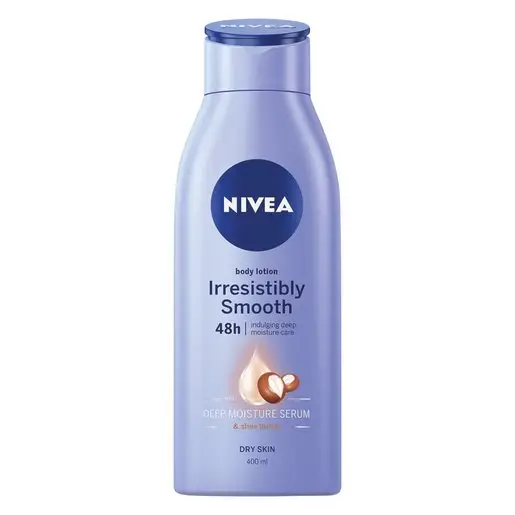 Front of NIVEA Irresistibly Smooth Body Lotion 400 ml bottle