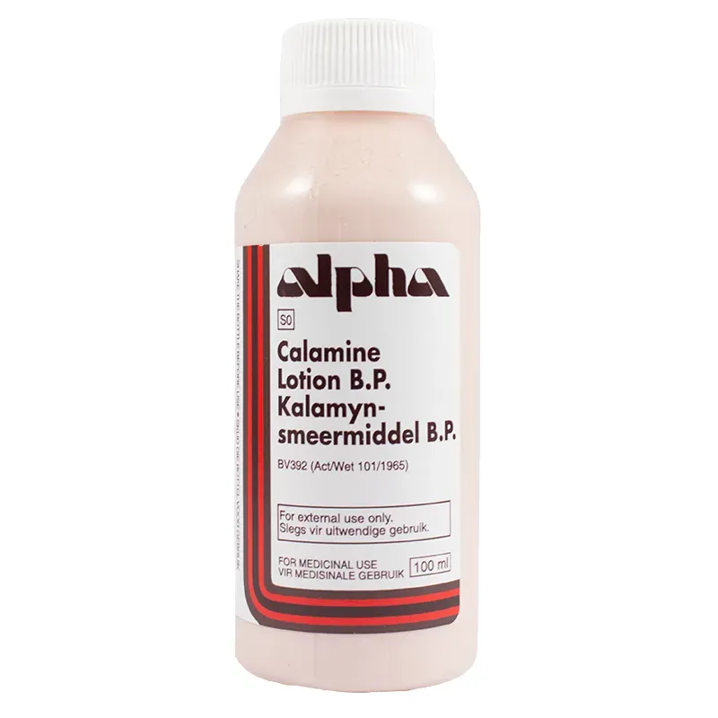Front of Alpha Calamine Lotion B.P. 100 ml bottle