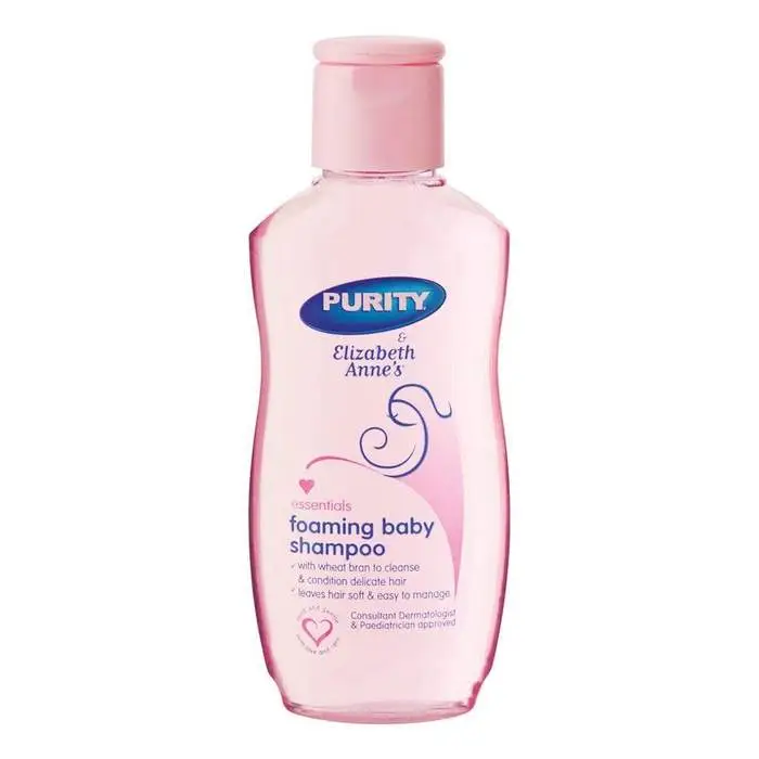 Front of Purity & Elizabeth Anne's Foaming Baby Shampoo 200ml bottle