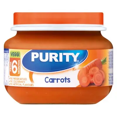 Front of Purity One Carrots baby food jar 80 ml