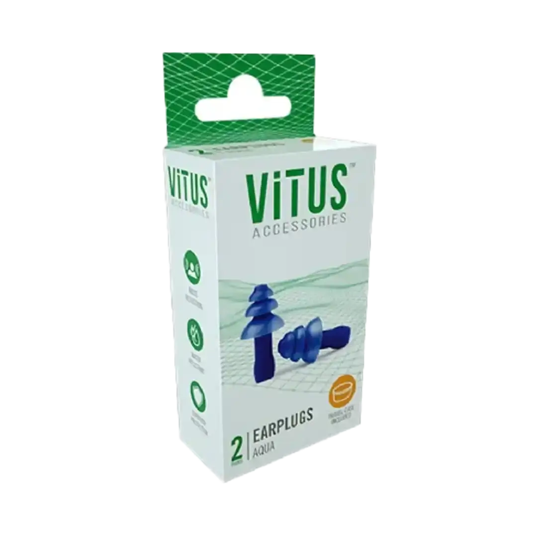 Front of Vitus Aqua Earplugs 2 pairs box, high resolution