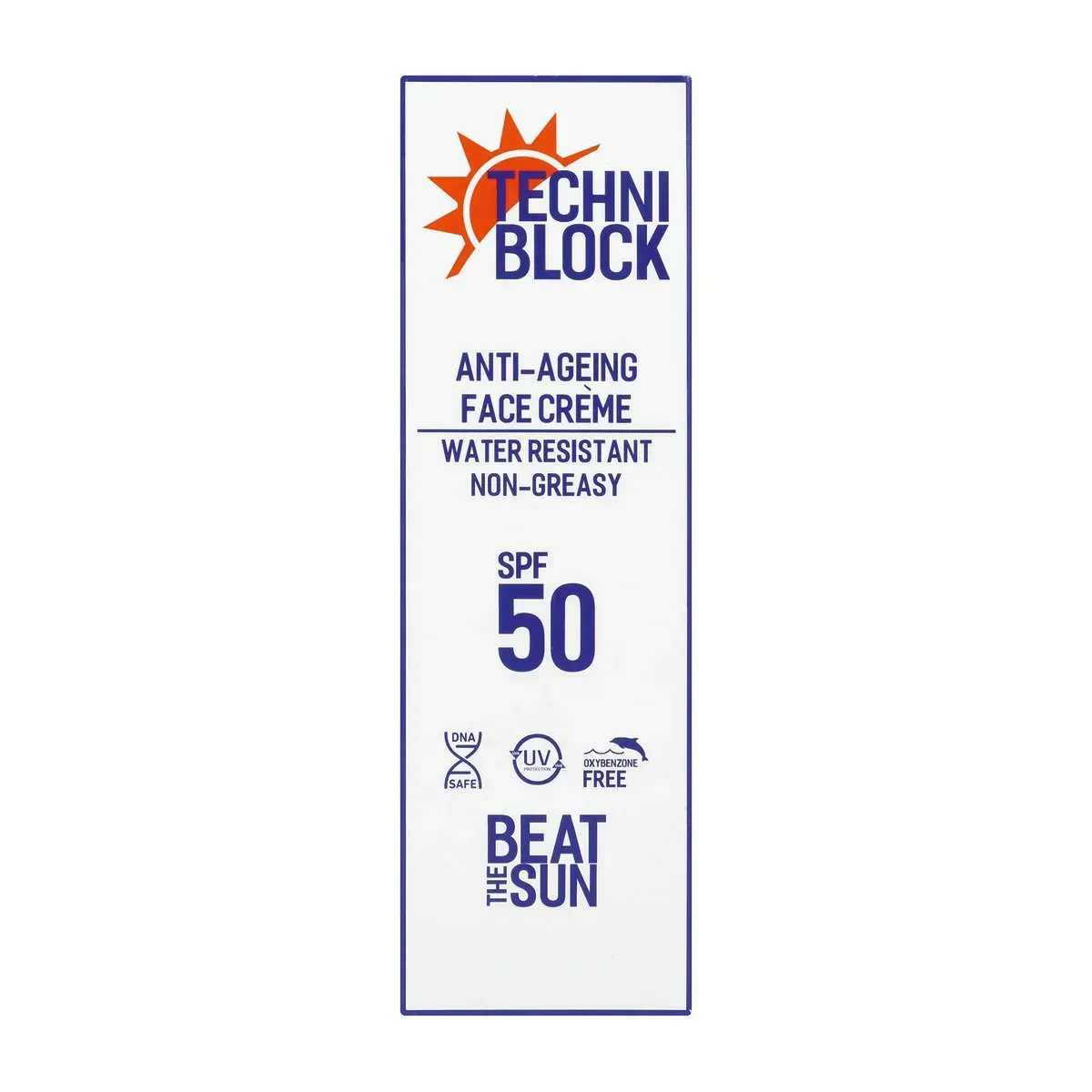 Front of Techniblock Anti-Ageing Face Crème SPF50 75 ml box