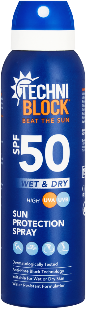 Techniblock SPF 50 Wet & Dry Sun Protection Spray 150ml