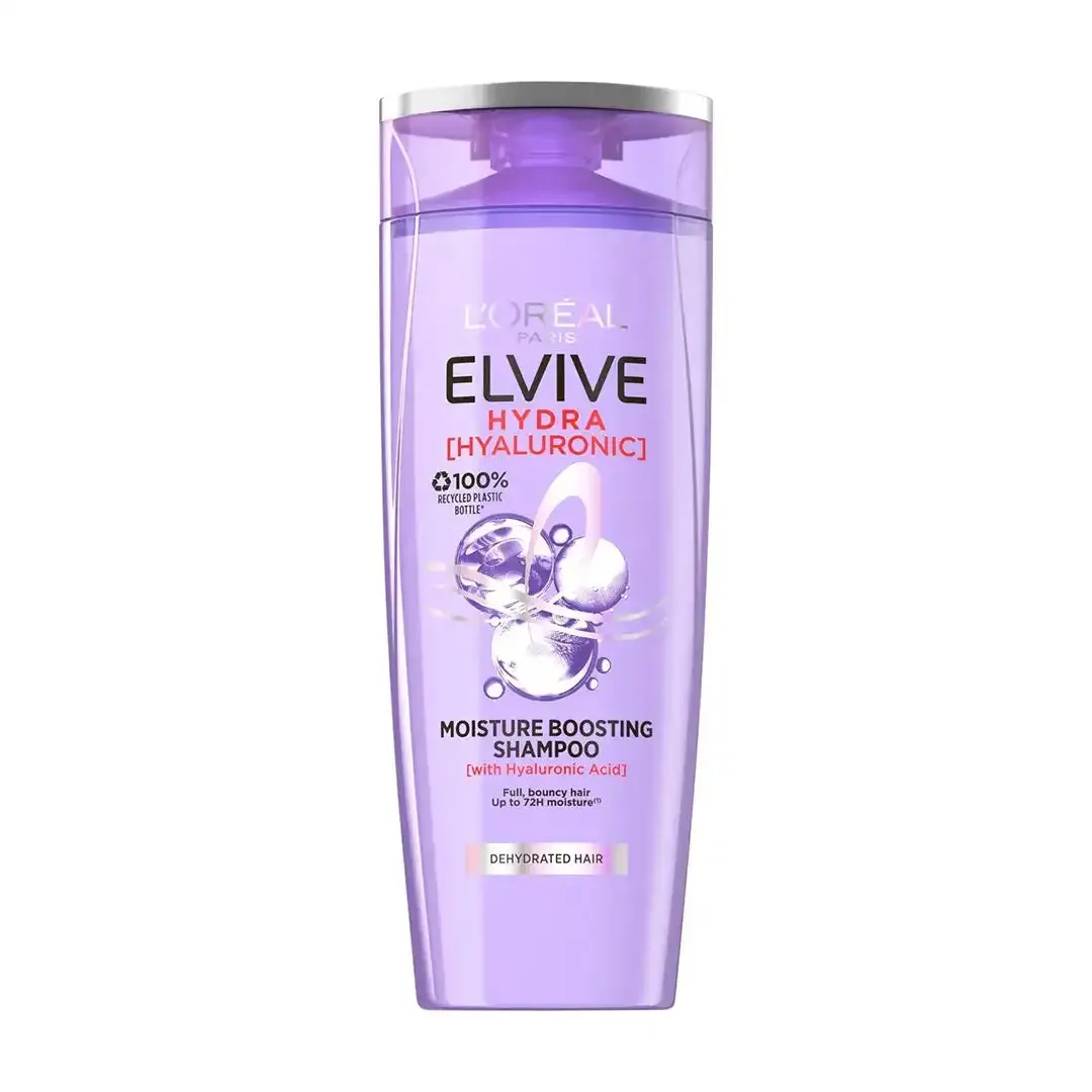 Front of L'Oréal Elvive Hydra Hyaluronic Moisture Boosting Shampoo 400 ml bottle