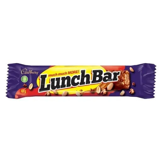 Front of Cadbury Lunch Bar chocolate bar 48 g wrapper