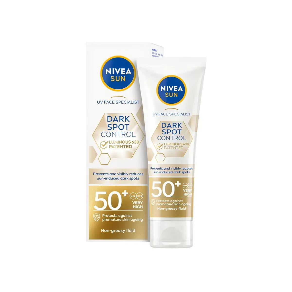 NIVEA Sun Dark Spot Control SPF50 box and tube 40 ml