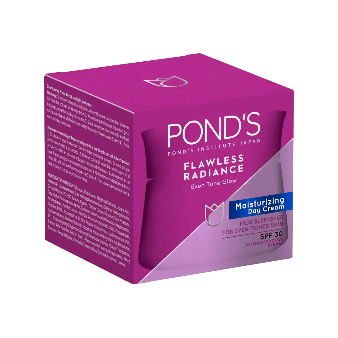 Front of Pond's Flawless Radiance Derma+ Moisturizing Day Cream 50ml box