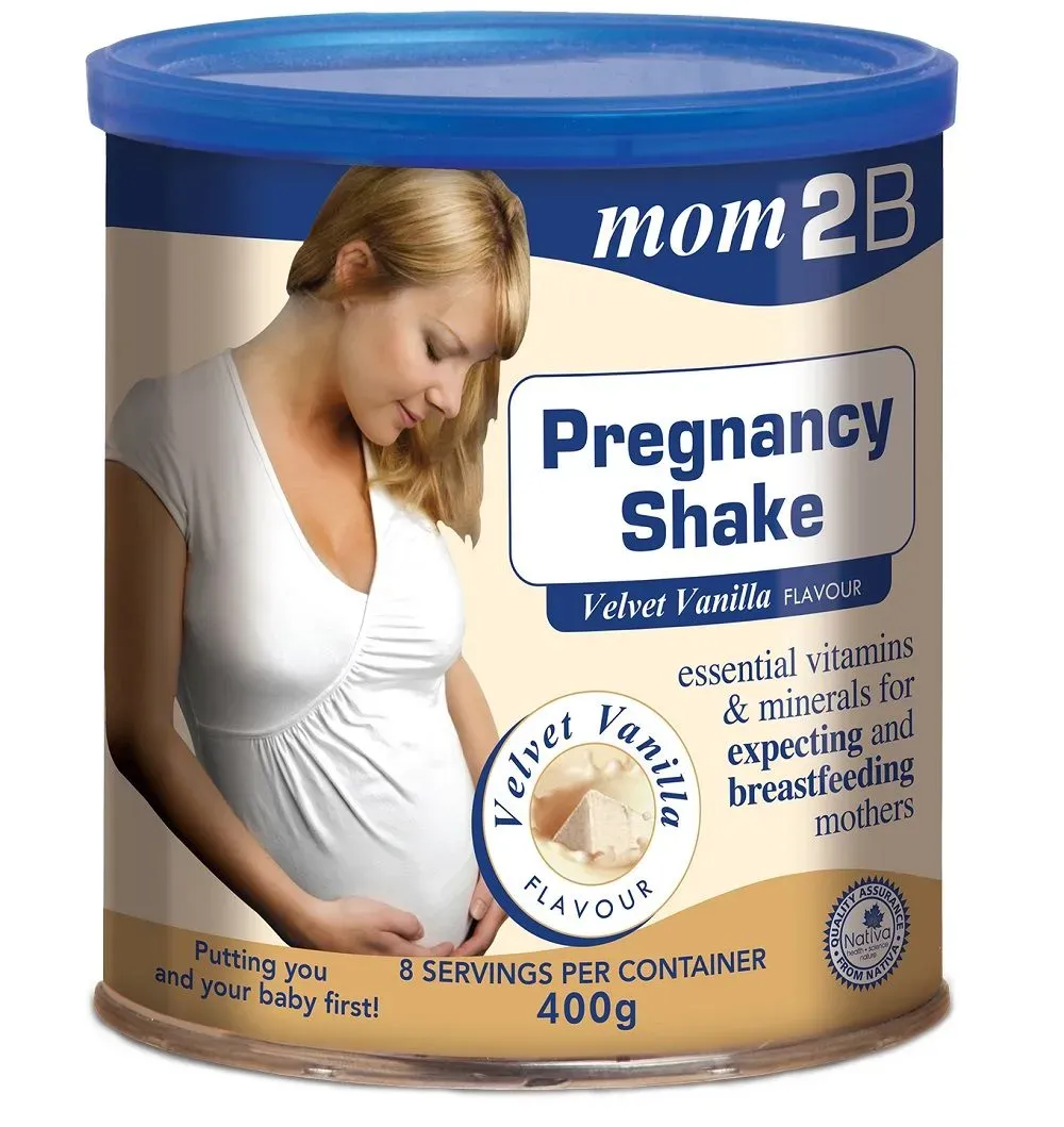 Front of Nativa Mom 2B Pregnancy Shake Velvet Vanilla flavour 400 g tin