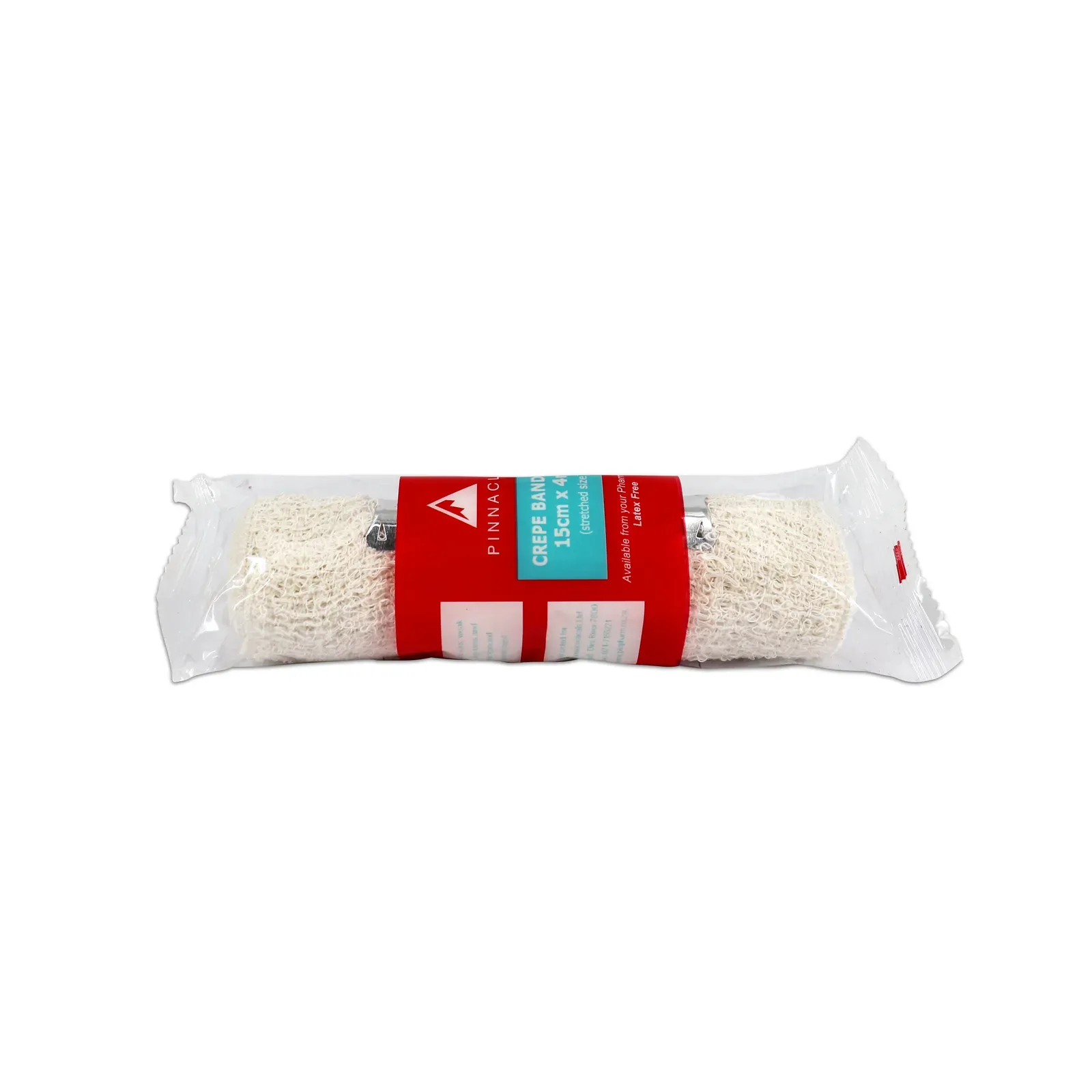 Front of Pinnacle Crepe Bandage 15cm x 4m in packaging