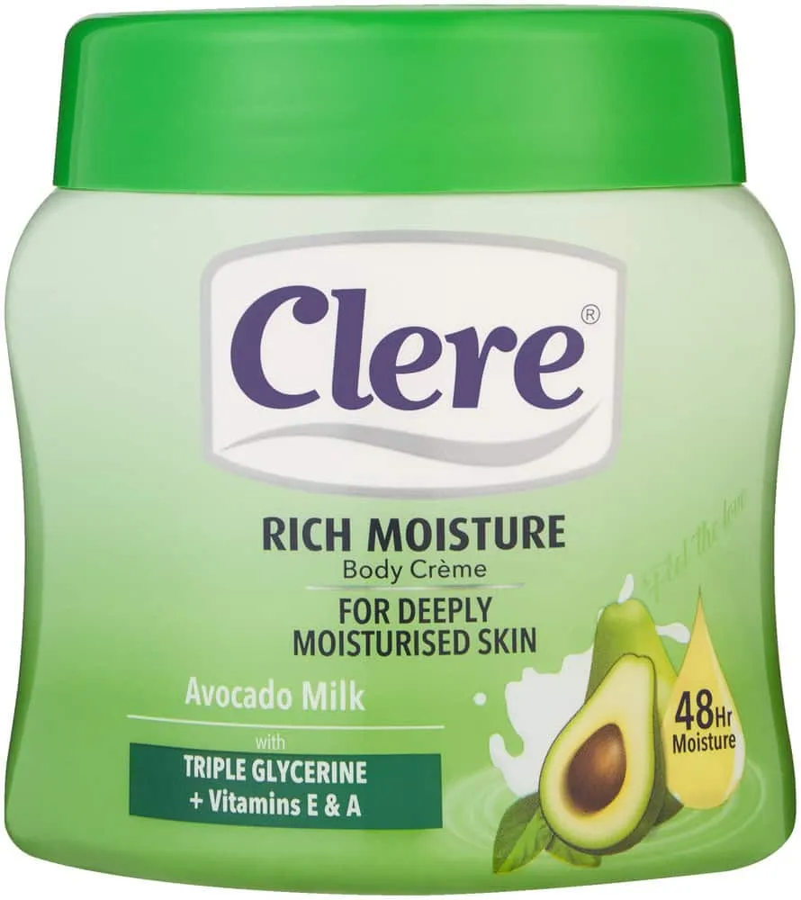 Clere Avocado Milk Rich Moisture Body Créme 500ml