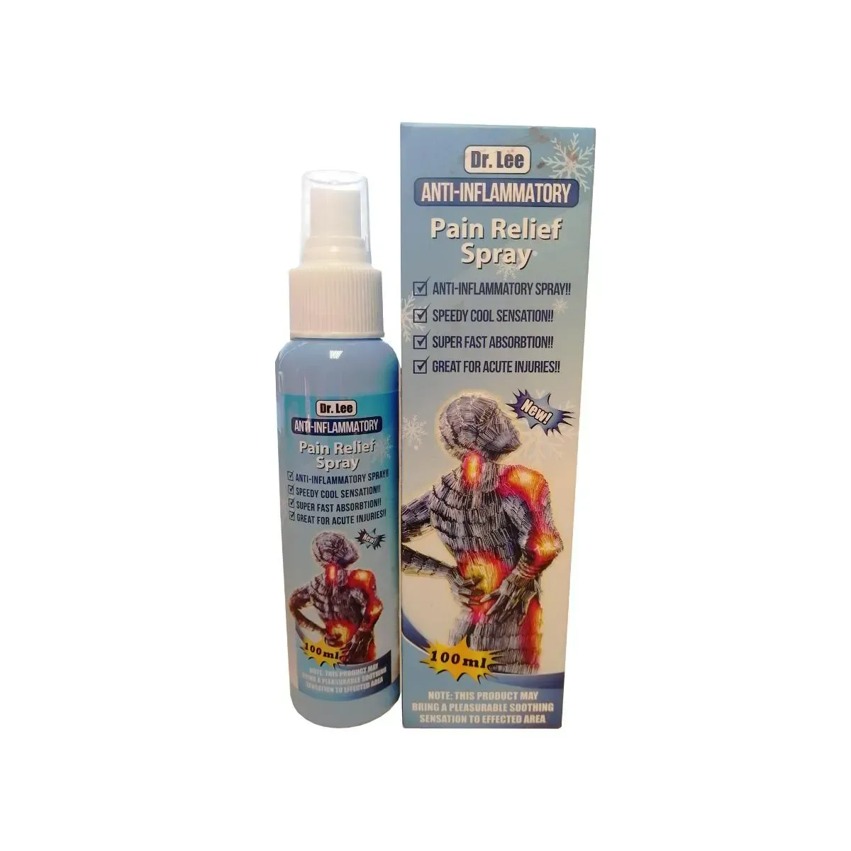 Front of Dr Lee Anti-Inflammatory Pain Relief Spray 100 ml bottle and box