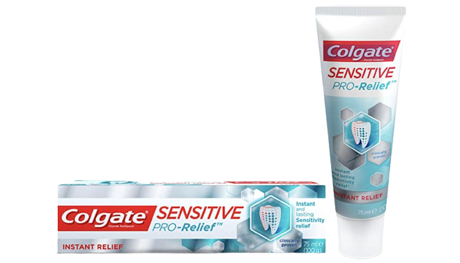 Front of Colgate Sensitive Pro-Relief Toothpaste 75 ml box and tube