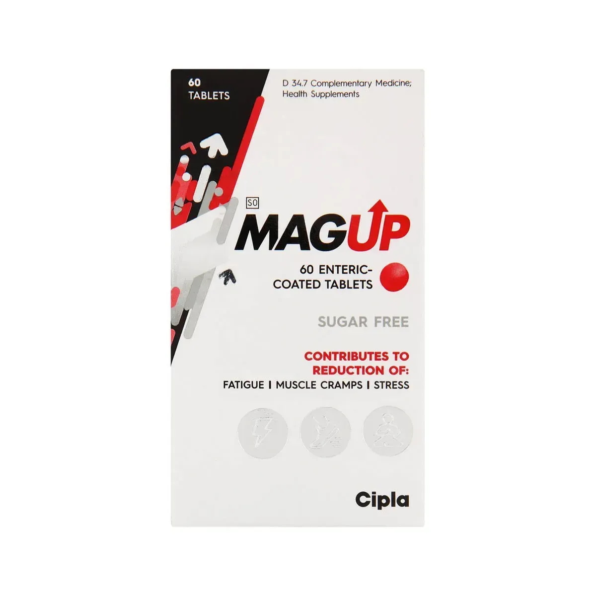 Front of Cipla MagUp 64mg Enteric-Coated Tablets, 60's