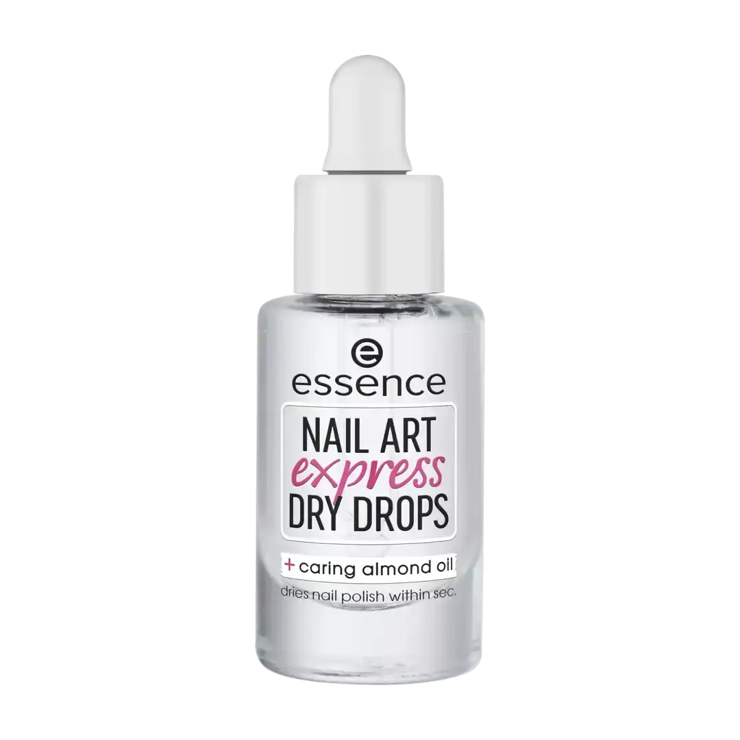Front of Essence Nail Art Express Dry Drops bottle with dropper
