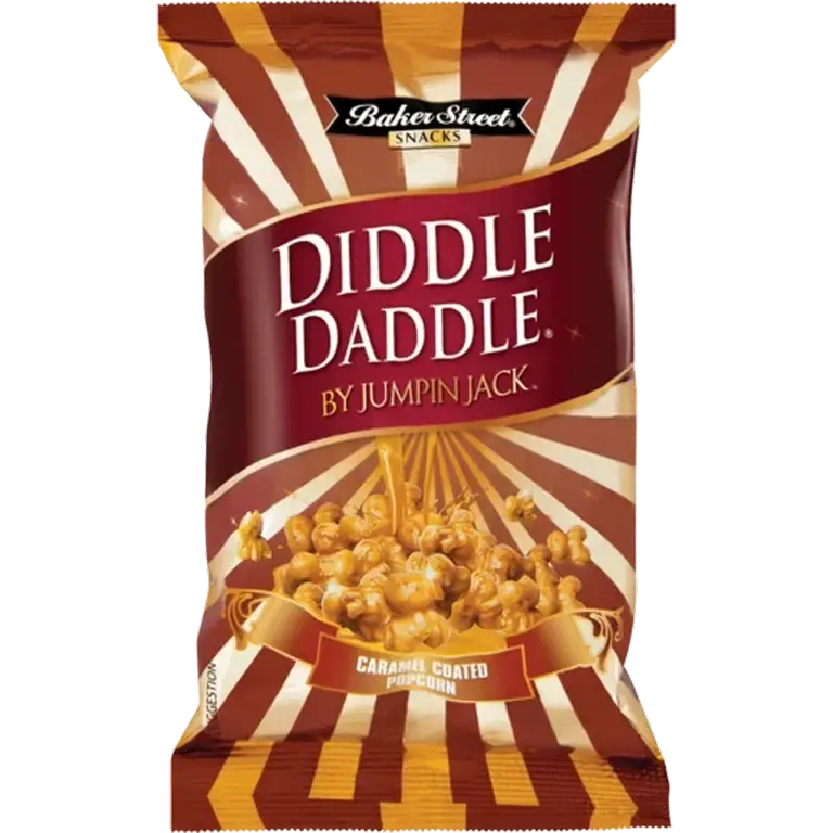 Front of Diddle Daddle Caramel Coated Popcorn 150 g pack