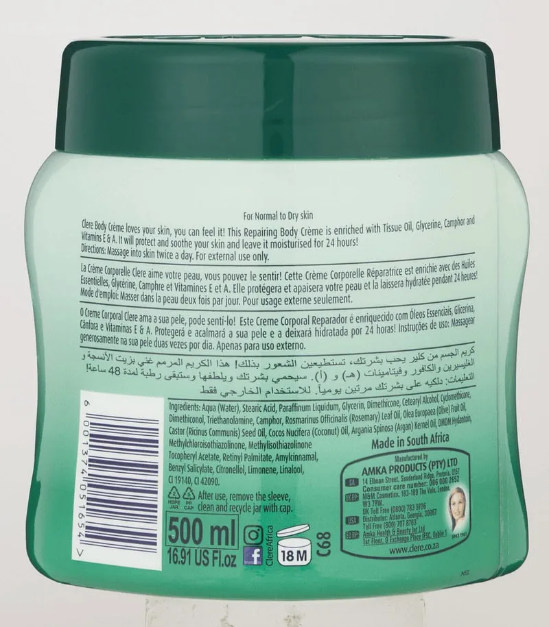 Clere Herbal Camphor Body Crème 500ml