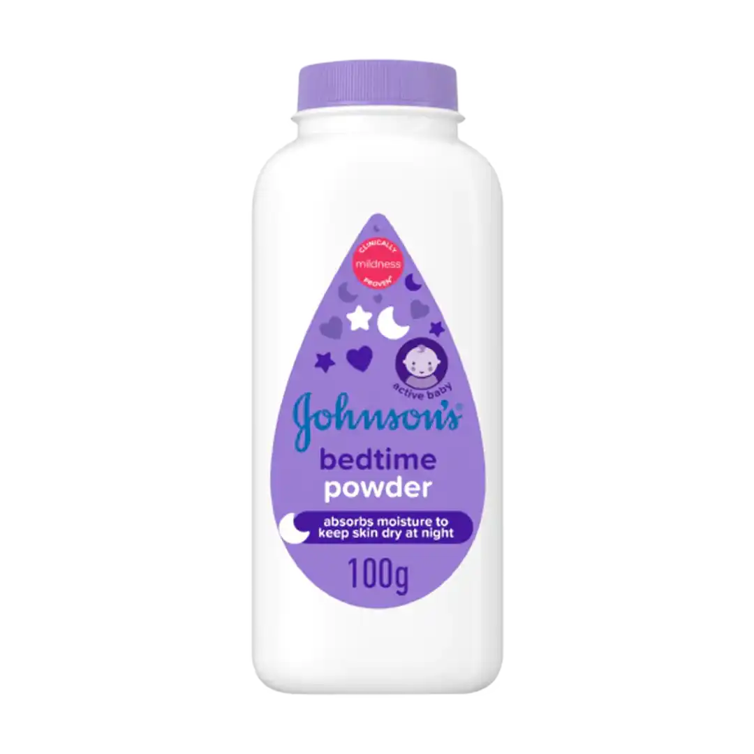 Front of Johnson's Bedtime Powder 100g bottle