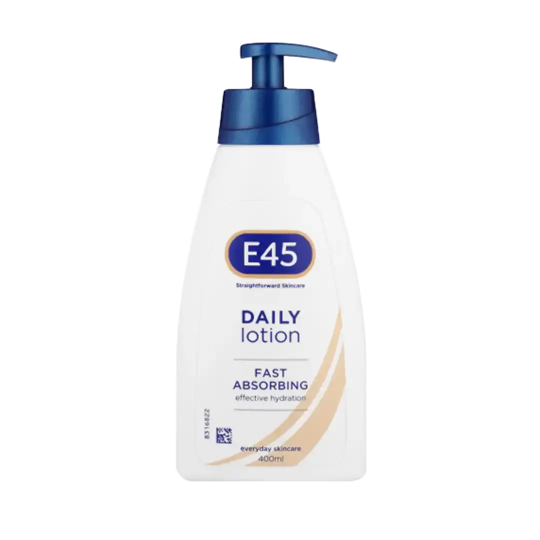 Front of E45 Daily Lotion Fast Absorbing 400 ml pump bottle