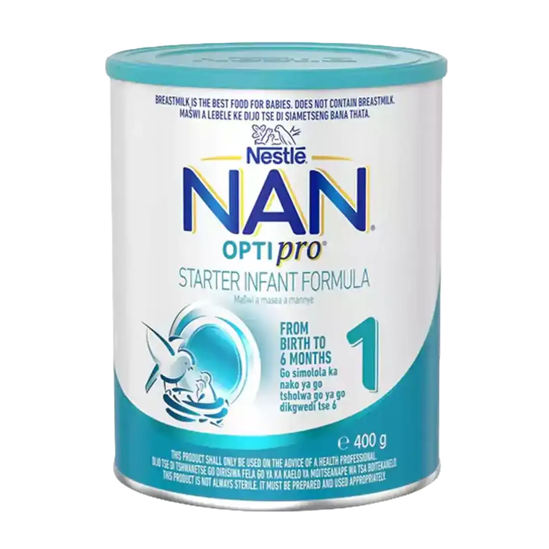Front of Nestlé NAN Optipro Stage 1 Starter Infant Formula 400g tin