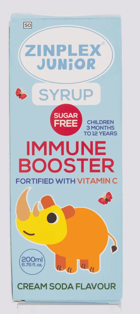 Zinplex Junior Cream Soda Flavour Sugar Free Immune Booster Syrup 200ml