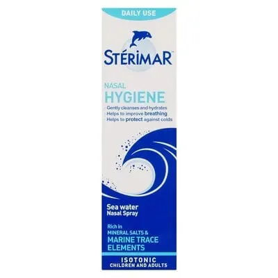 Front of Sterimar Nasal Hygiene Daily Use Sea Water Nasal Spray 100 ml box