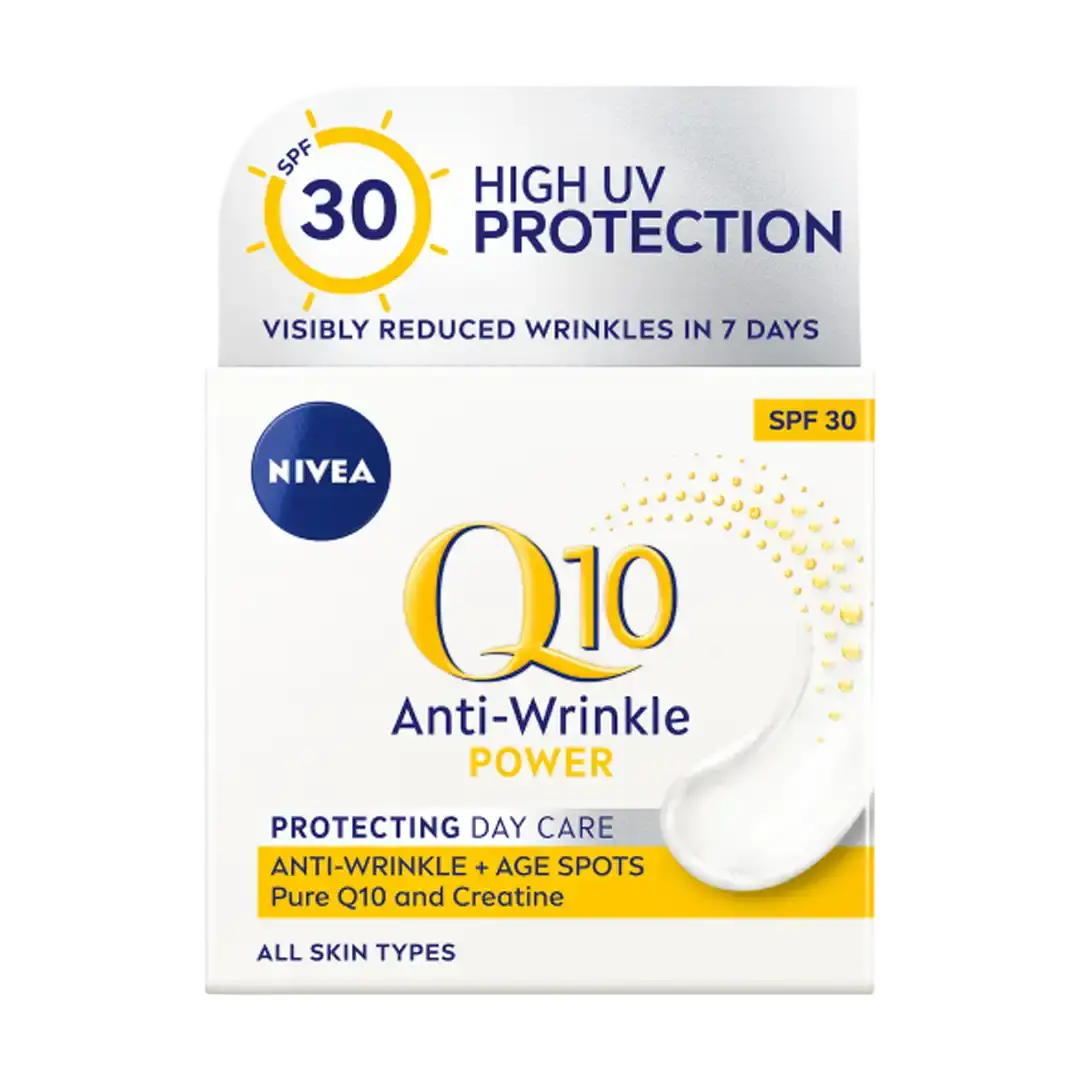 Front of NIVEA Q10 Power SPF30 Anti-Wrinkle Day Cream 50ml box