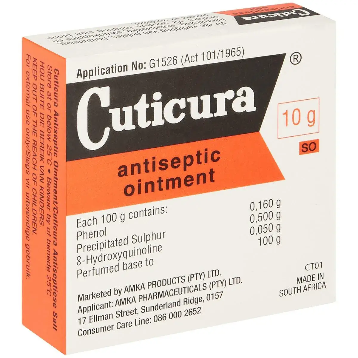 Front of Cuticura Antiseptic Ointment 10 g box
