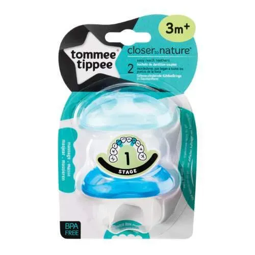 Front of Tommee Tippee Closer to Nature Stage 1 Teether pack, 2 count