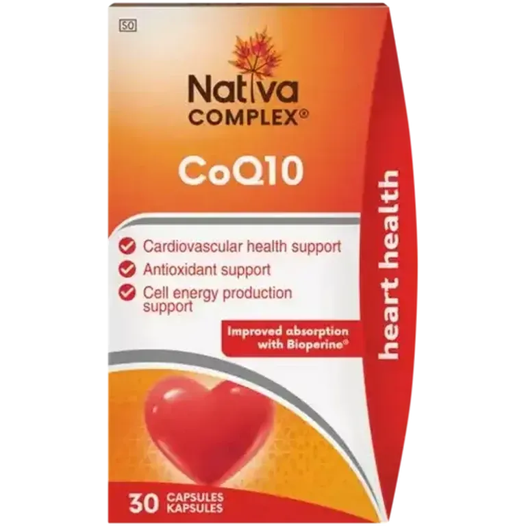 Front of Nativa Complex CoQ10 30 capsules box