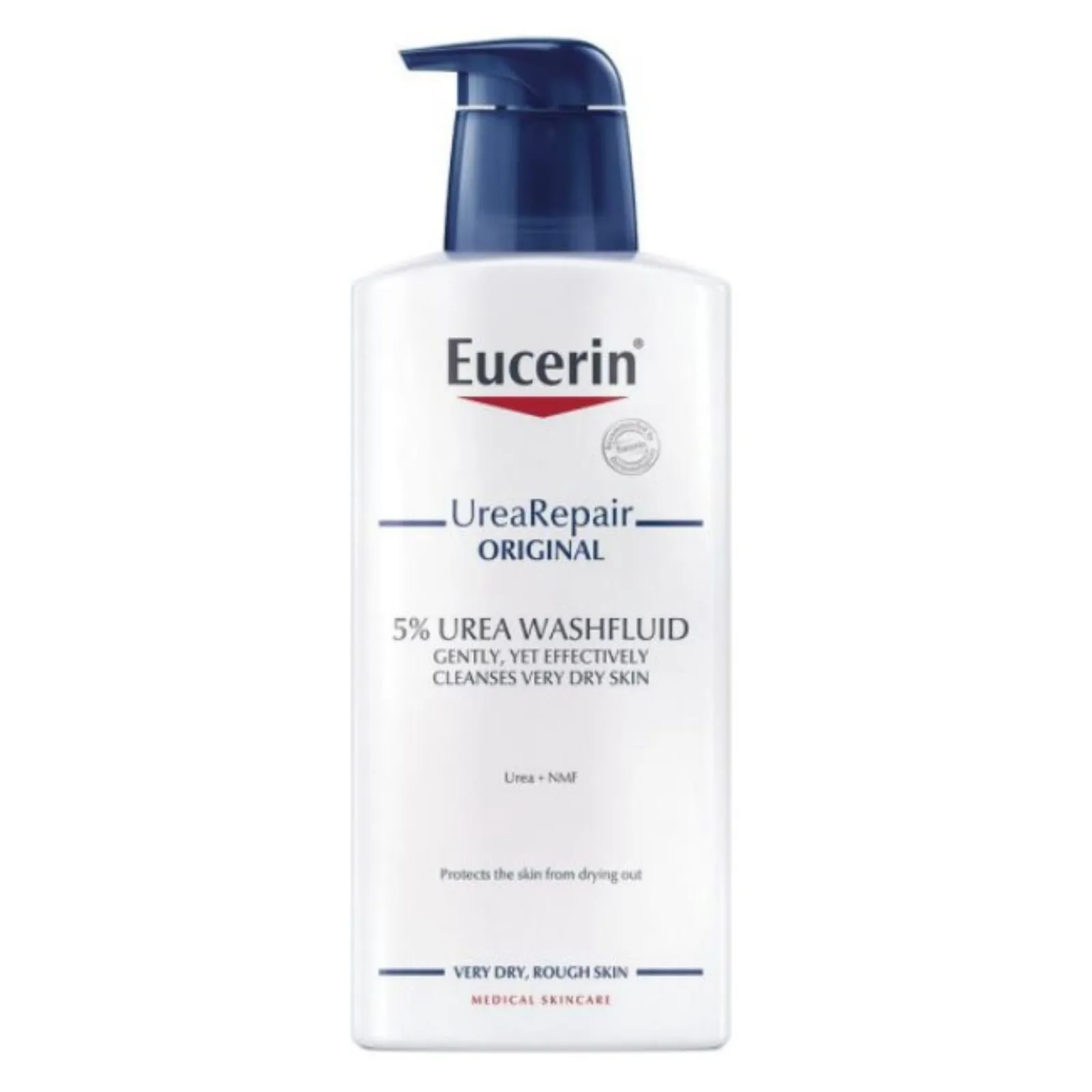 Front of Eucerin UreaRepair Original 5% Urea Washfluid 400ml pump bottle