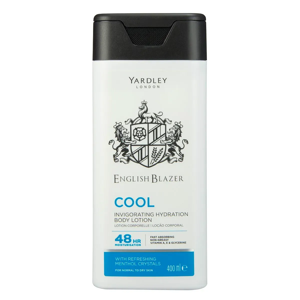 Front of Yardley English Blazer Cool Body Lotion 400 ml bottle