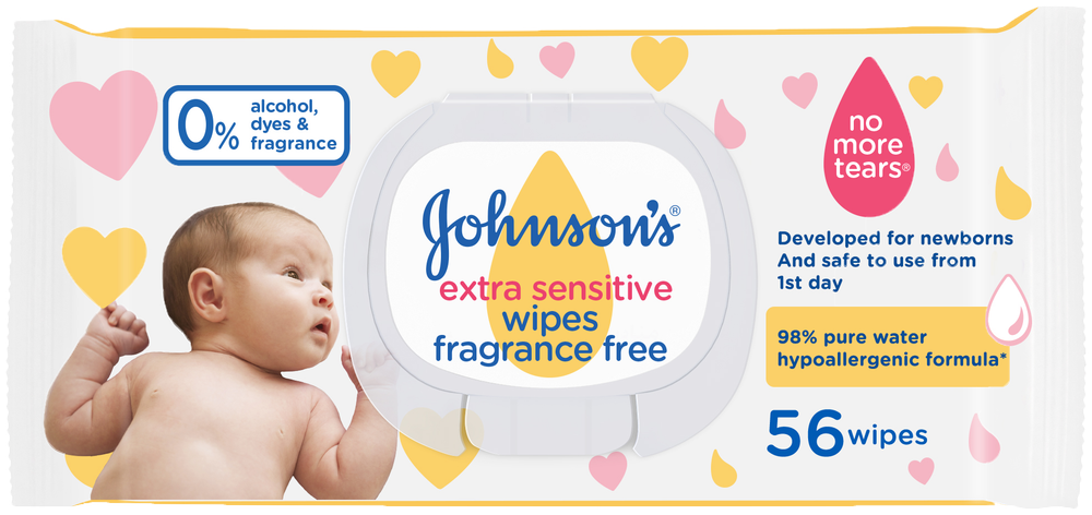 Johnson's Extra Sensitive Fragrance Free Wipes 56pk