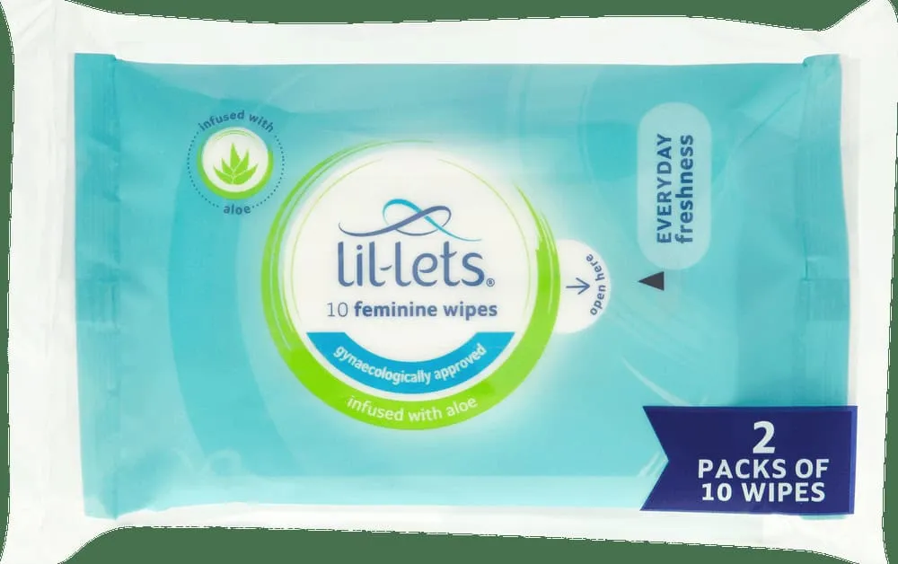 Lil-lets Gently Scented with Aloe Feminine Wipes 2 x 10pk
