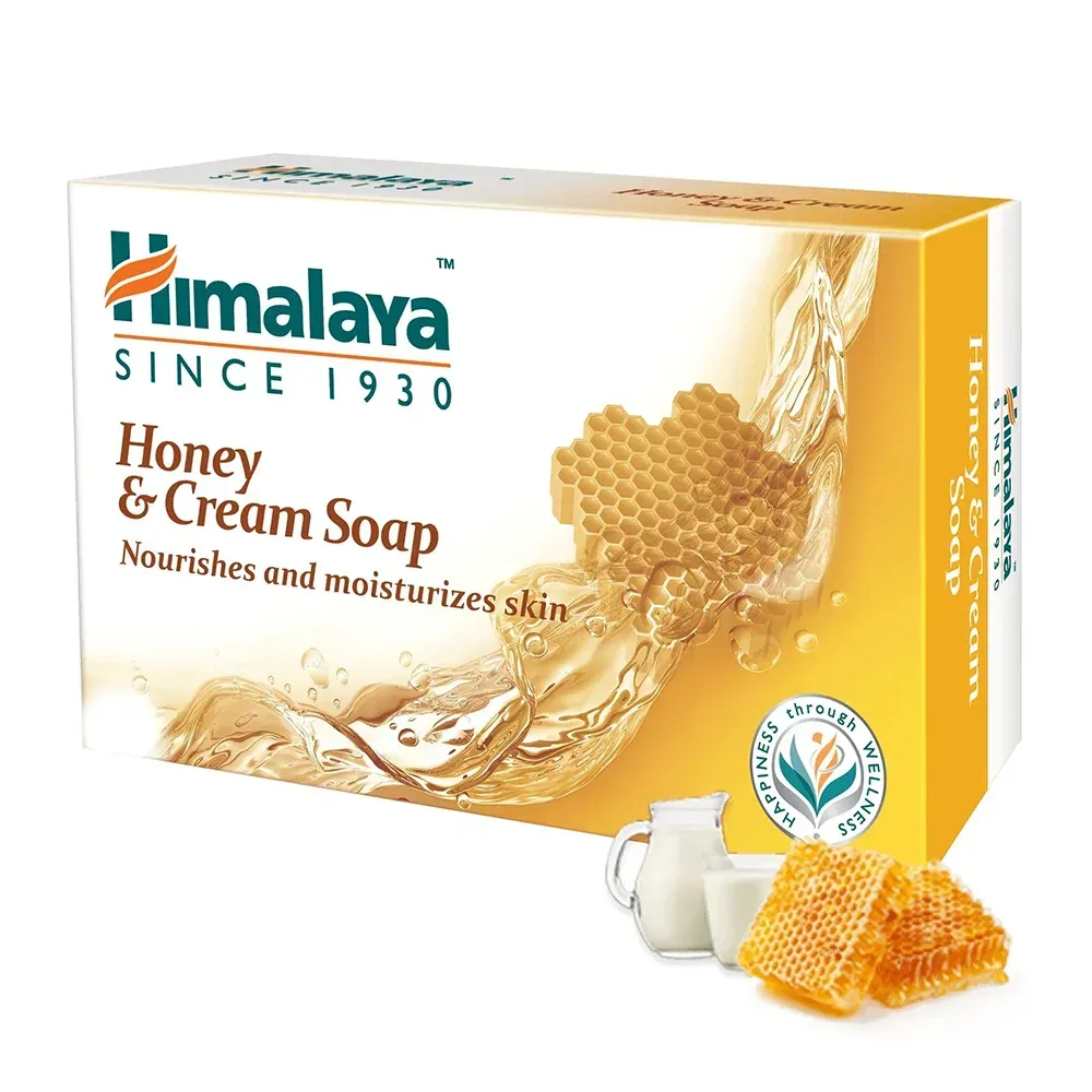 Front of Himalaya Honey & Cream Soap 125g pack