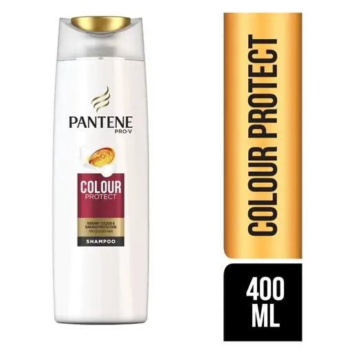 Front of Pantene Pro-V Colour Protect Shampoo 400 ml bottle with pack size label