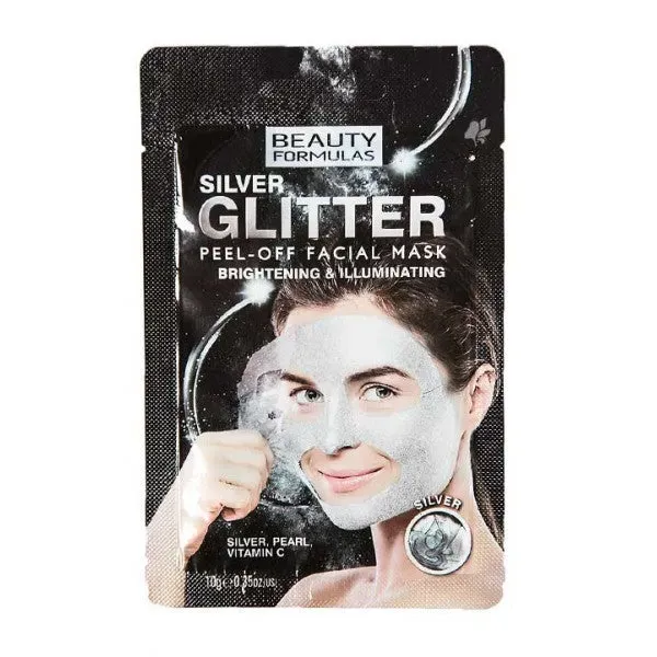 Front of Beauty Formulas Silver Glitter Peel-Off Facial Mask 10g sachet
