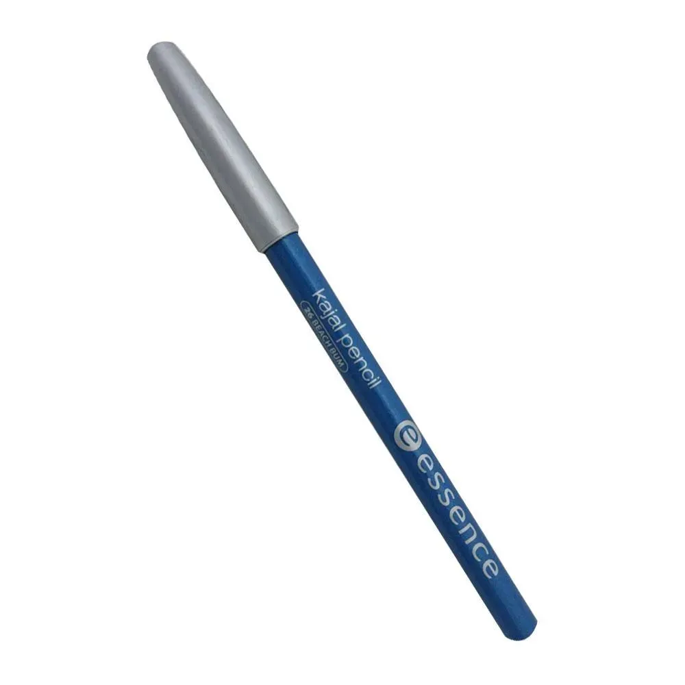 Angled view of Essence Kajal Pencil 26 Beach Bum eye pencil showing cap and label