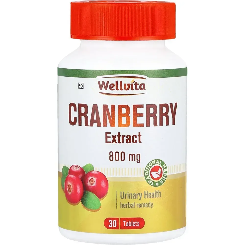 Front of Wellvita Cranberry Extract 800mg tablets, 30's bottle