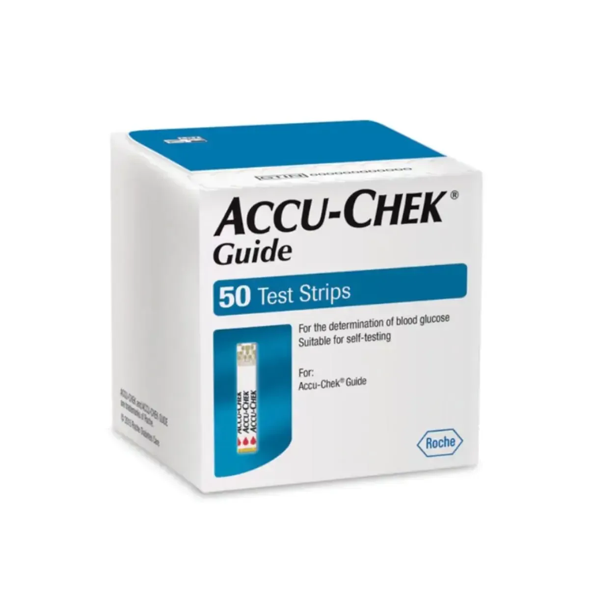Angled view of Accu-Chek Guide Test Strips 50 box