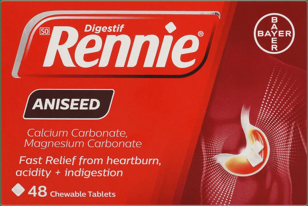 Rennie Aniseed Heartburn & Indigestion Chewable Tablets 48pk