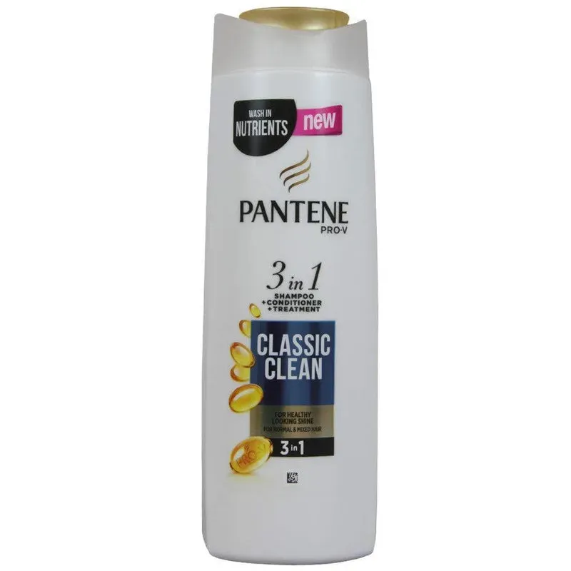 Front of Pantene Pro-V Classic Clean 3in1 Shampoo 400 ml bottle