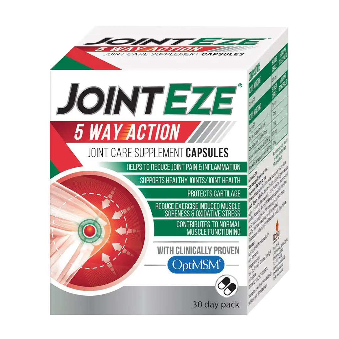 Front of Nativa Jointeze 5 Way Action Joint Care Supplement Capsules, 30 day pack (60 capsules)