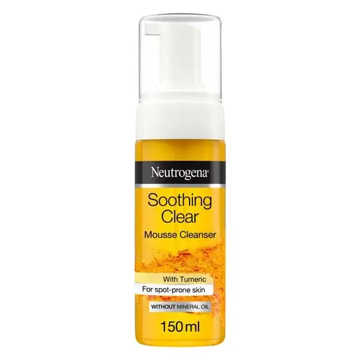 Front of Neutrogena Soothing Clear Mousse Cleanser 150 ml pump bottle